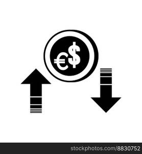 Increase or decrease in dollar or euro currency,icon vector illustration design