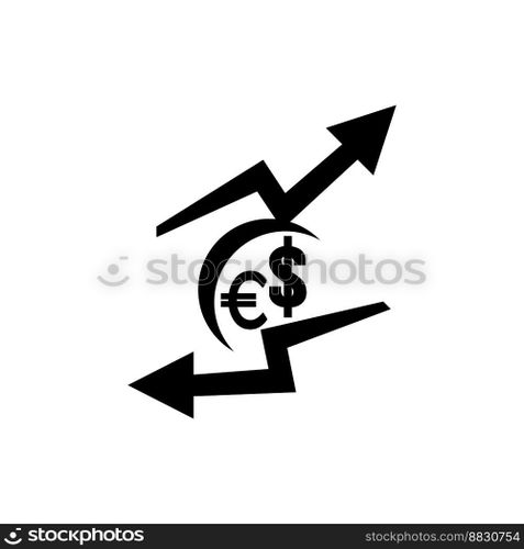 Increase or decrease in dollar or euro currency,icon vector illustration design