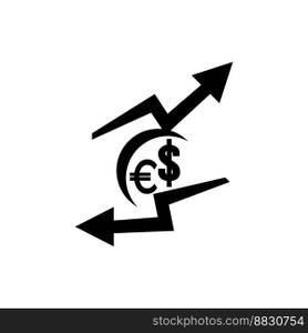 Increase or decrease in dollar or euro currency,icon vector illustration design