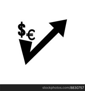 Increase or decrease in dollar or euro currency,icon vector illustration design