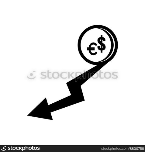 Increase or decrease in dollar or euro currency,icon vector illustration design