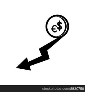Increase or decrease in dollar or euro currency,icon vector illustration design