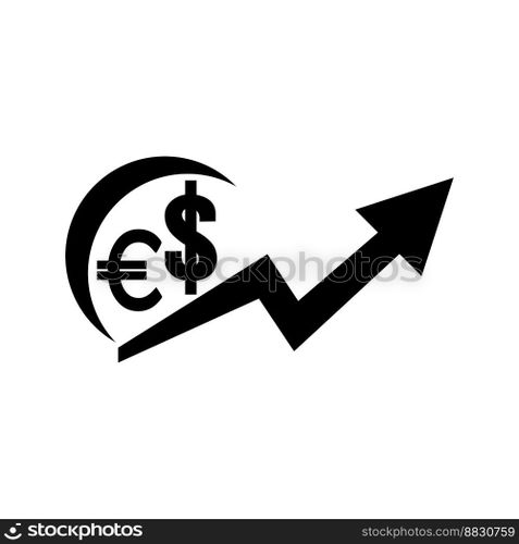 Increase or decrease in dollar or euro currency,icon vector illustration design