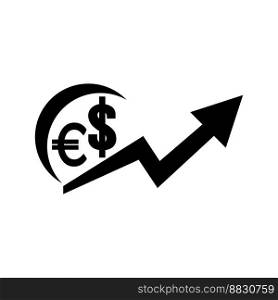 Increase or decrease in dollar or euro currency,icon vector illustration design