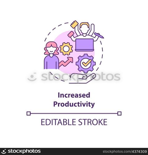 Increase productivity concept icon. Live full life and reach goals abstract idea thin line illustration. Isolated outline drawing. Editable stroke. Roboto-Medium, Myriad Pro-Bold fonts used. Increase productivity concept icon
