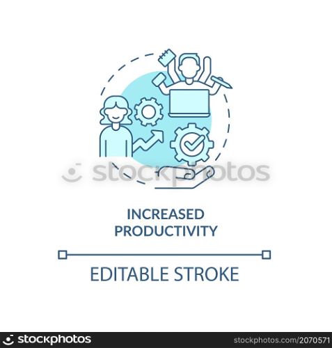 Increase productivity turquoise concept icon. Be healthy and reach goals abstract idea thin line illustration. Isolated outline drawing. Editable stroke. Roboto-Medium, Myriad Pro-Bold fonts used. Increase productivity turquoise concept icon
