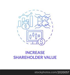 Increase shareholder value blue gradient concept icon. Business expansion importance abstract idea thin line illustration. Board of directors. Management. Vector isolated outline color drawing. Increase shareholder value blue gradient concept icon
