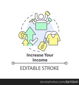 Increase your income concept icon. Change job for better pay. Budgeting for inflation abstract idea thin line illustration. Isolated outline drawing. Editable stroke. Arial, Myriad Pro-Bold fonts used. Increase your income concept icon