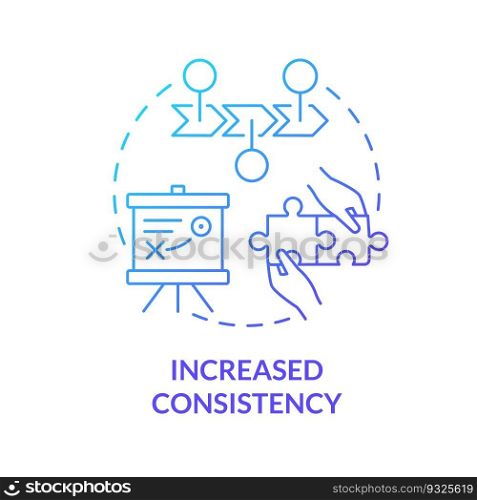 Increased consistency blue gradient concept icon. Brand identity. Trust building. Publish online. Quality content. Project management abstract idea thin line illustration. Isolated outline drawing. Increased consistency blue gradient concept icon