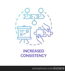 Increased consistency blue gradient concept icon. Brand identity. Trust building. Publish online. Quality content. Project management abstract idea thin line illustration. Isolated outline drawing. Increased consistency blue gradient concept icon