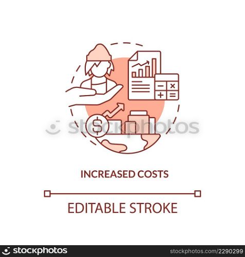 Increased costs terracotta concept icon. Homelessness effect abstract idea thin line illustration. Economic distress. Isolated outline drawing. Editable stroke. Arial, Myriad Pro-Bold fonts used. Increased costs terracotta concept icon