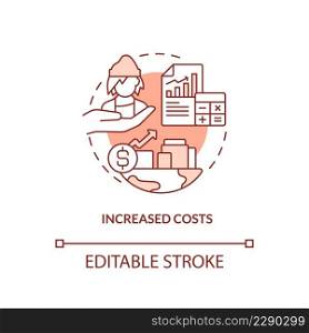 Increased costs terracotta concept icon. Homelessness effect abstract idea thin line illustration. Economic distress. Isolated outline drawing. Editable stroke. Arial, Myriad Pro-Bold fonts used. Increased costs terracotta concept icon