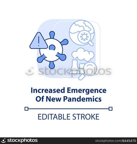 Increased emergence of new pandemics light blue concept icon. Overpopulation effect abstract idea thin line illustration. Isolated outline drawing. Editable stroke. Arial, Myriad Pro-Bold fonts used. Increased emergence of new pandemics light blue concept icon