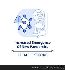 Increased emergence of new pandemics light blue concept icon. Overpopulation effect abstract idea thin line illustration. Isolated outline drawing. Editable stroke. Arial, Myriad Pro-Bold fonts used. Increased emergence of new pandemics light blue concept icon
