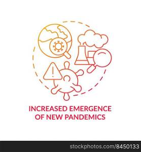 Increased emergence of new pandemics red gradient concept icon. Consequence of overpopulation abstract idea thin line illustration. Isolated outline drawing. Myriad Pro-Bold fonts used. Increased emergence of new pandemics red gradient concept icon