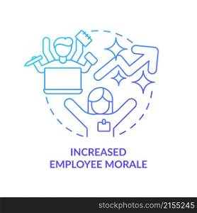 Increased employee morale blue gradient concept icon. Business clarity provide abstract idea thin line illustration. Isolated outline drawing. Roboto-Medium, Myriad Pro-Bold fonts used. Increased employee morale blue gradient concept icon