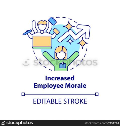 Increased employee morale concept icon. Benefits of business transparency abstract idea thin line illustration. Isolated outline drawing. Editable stroke. Roboto-Medium, Myriad Pro-Bold fonts used. Increased employee morale concept icon