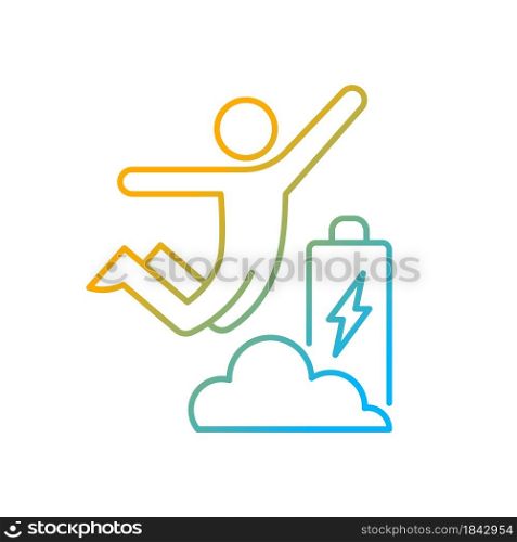 Increased energy gradient linear vector icon. Motivation boosts energy and productivity. Achieve goal. Thin line color symbol. Modern style pictogram. Vector isolated outline drawing. Increased energy gradient linear vector icon