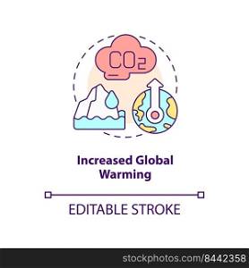 Increased global warming concept icon. Negative effect of overpopulation abstract idea thin line illustration. Isolated outline drawing. Editable stroke. Arial, Myriad Pro-Bold fonts used. Increased global warming concept icon
