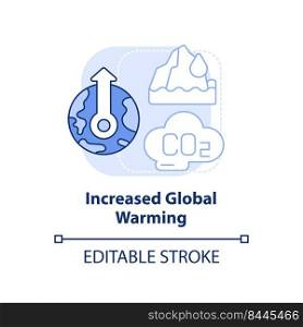 Increased global warming light blue concept icon. Negative effect of overpopulation abstract idea thin line illustration. Isolated outline drawing. Editable stroke. Arial, Myriad Pro-Bold fonts used. Increased global warming light blue concept icon