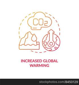 Increased global warming red gradient concept icon. Climate change. Negative effect of overpopulation abstract idea thin line illustration. Isolated outline drawing. Myriad Pro-Bold fonts used. Increased global warming red gradient concept icon