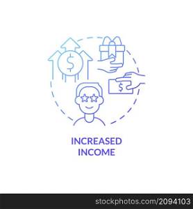 Increased income blue gradient concept icon. Satisfied client. Customer service benefits abstract idea thin line illustration. Isolated outline drawing. Roboto-Medium, Myriad Pro-Bold fonts used. Increased income blue gradient concept icon