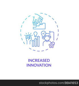Increased innovation concept icon. Staff training benefit idea thin line illustration. Problem solving promotion. Implementing innovative ideas. Vector isolated outline RGB color drawing. Increased innovation concept icon