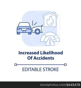 Increased likelihood of accidents light blue concept icon. Overcrowding problems abstract idea thin line illustration. Isolated outline drawing. Editable stroke. Arial, Myriad Pro-Bold fonts used. Increased likelihood of accidents light blue concept icon