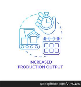 Increased operation output blue gradient concept icon. Industrial automation abstract idea thin line illustration. Isolated outline drawing. Editable stroke. Roboto-Medium, Myriad Pro-Bold fonts used. Increased operation output blue gradient concept icon