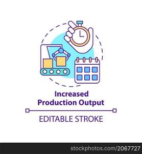 Increased operation output concept icon. Industrial automation advantages abstract idea thin line illustration. Isolated outline drawing. Editable stroke. Roboto-Medium, Myriad Pro-Bold fonts used. Increased operation output concept icon