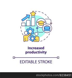 Increased productivity concept icon. Improve efficiency. Economic growth. Professional development. Training program abstract idea thin line illustration. Isolated outline drawing. Editable stroke. Increased productivity concept icon