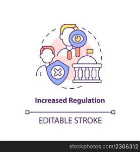 Increased regulation concept icon. Cryptocurrency issue in nearest future abstract idea thin line illustration. Isolated outline drawing. Editable stroke. Arial, Myriad Pro-Bold fonts used. Increased regulation concept icon