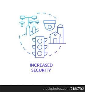 Increased security blue gradient concept icon. Benefits of energy services and RE abstract idea thin line illustration. Isolated outline drawing. Roboto-Medium, Myriad Pro-Bold fonts used. Increased security blue gradient concept icon