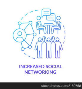 Increased social networking blue gradient concept icon. Benefits of gambling. Hobby and lifestyle abstract idea thin line illustration. Isolated outline drawing. Arial, Myriad Pro-Bold fonts used. Increased social networking blue gradient concept icon