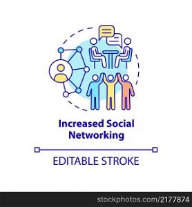 Increased social networking concept icon. Benefits of gambling hobby abstract idea thin line illustration. Isolated outline drawing. Editable stroke. Arial, Myriad Pro-Bold fonts used. Increased social networking concept icon