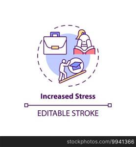 Increased stress concept icon. Staff training disadvantage idea thin line illustration. Failure to managing anxiety, depression in workplace. Vector isolated outline RGB color drawing. Editable stroke. Increased stress concept icon