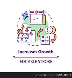 Increases growth concept icon. Savings and deposits. Effect of inflation abstract idea thin line illustration. Isolated outline drawing. Editable stroke. Arial, Myriad Pro-Bold fonts used. Increases growth concept icon