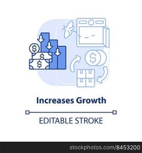 Increases growth light blue concept icon. Savings and deposits. Effect of inflation abstract idea thin line illustration. Isolated outline drawing. Editable stroke. Arial, Myriad Pro-Bold fonts used. Increases growth light blue concept icon