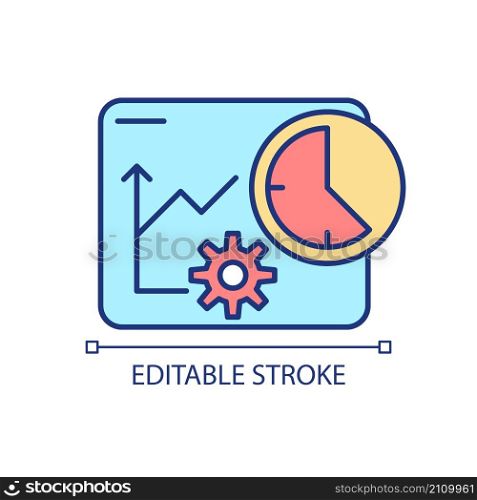 Increasing productivity with time tracker GB color icon. Boosting efficiency. Improved business processes. Isolated vector illustration. Simple filled line drawing. Editable stroke. Arial font used. Increasing productivity with time tracker GB color icon