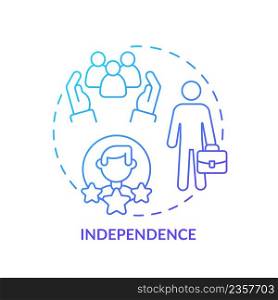 Independence blue gradient concept icon. Providing unbiased work organization. PR code of ethics abstract idea thin line illustration. Isolated outline drawing. Myriad Pro-Bold font used. Independence blue gradient concept icon