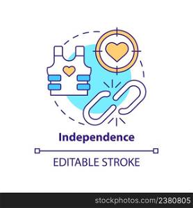 Independence concept icon. Foreign assistance rule abstract idea thin line illustration. Maintaining autonomy. Isolated outline drawing. Editable stroke. Arial, Myriad Pro-Bold fonts used. Independence concept icon