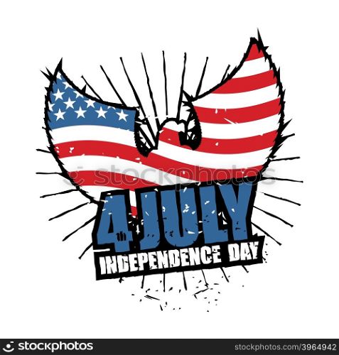 Independence Day America. Symbol of countrys eagle with wings and USA flag in grunge style. American National Patriotic July 4th holiday. emblem of elebration of United States Government