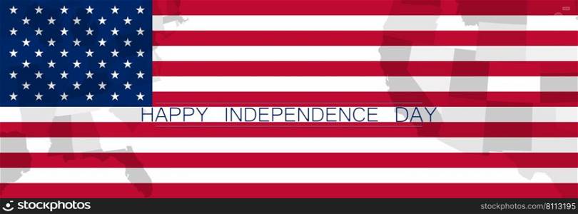 Independence Day and the flag of the United States of America. Holiday banner.
