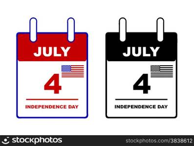 Independence day calendar isolated on white