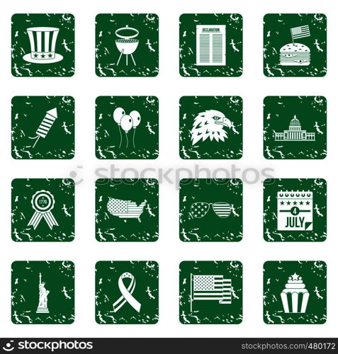 Independence day flag icons set in grunge style green isolated vector illustration. Independence day flag icons set grunge