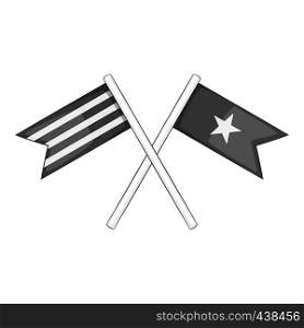 Independence day flags icon in monochrome style isolated on white background vector illustration. Independence day flags icon monochrome