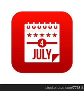 Independence day icon digital red for any design isolated on white vector illustration. Independence day icon digital red