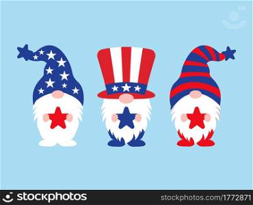 Independence Day or 4th of July Gnomes vector illustrator