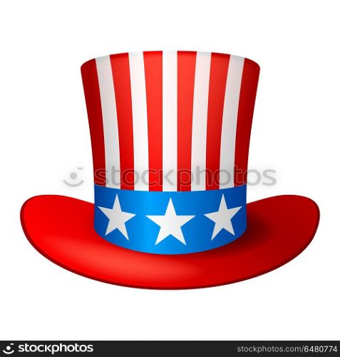 Independence Day patriotic illustration. American cowboy hat with stars and stripes. Independence Day patriotic illustration. American cowboy hat with stars and stripes.