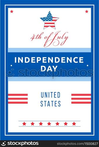 Independence Day poster flat vector template. American national holiday. Freedom celebration. US freedom and liberty. Brochure, booklet one page concept design. Fourth of July flyer, leaflet. Independence Day poster flat vector template